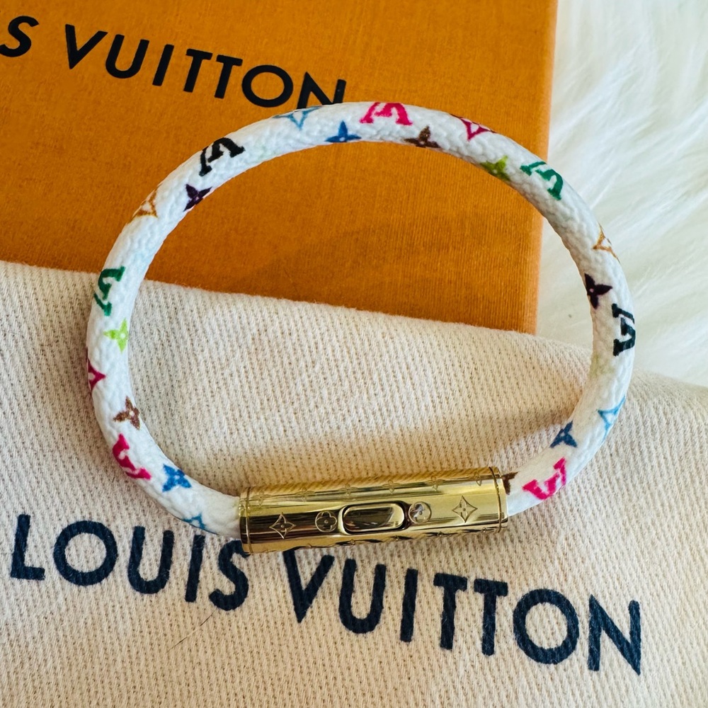 Louis Vuitton White and Multicolor Murakami 2025 Bracelet with Gold accent